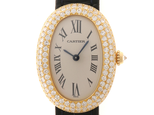 CARTIER カルティエ ベニュワール1920 SM WB5004D8 腕時計 K18YG/鰐革/パヴェダイヤモンド シルバー文字盤 レディース【中古】472
