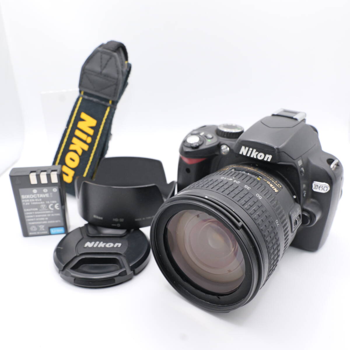 【かめら屋】美品 Nikon ニコン NIKON D60　バッテリー付 Nikon AF-S DX NIKKOR 18-70mm レンズセット 動作品 ｙ256