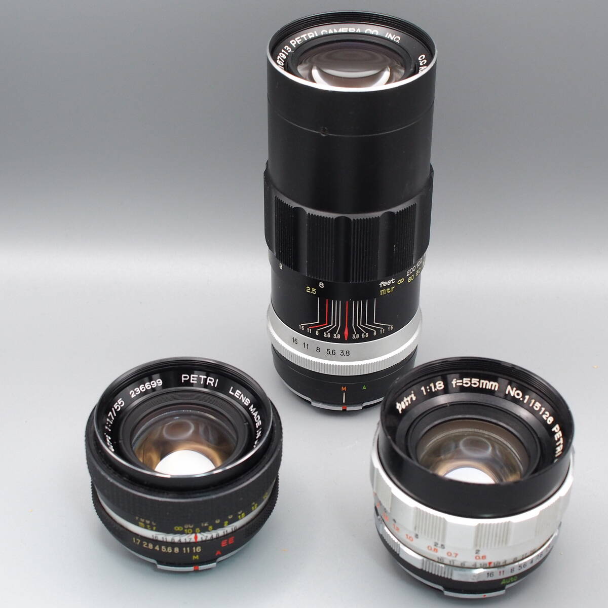 petri レンズ3本セット【その２】 55mm f1.7/ 55mm f1.8/ 135mm f3.8　ペトリ