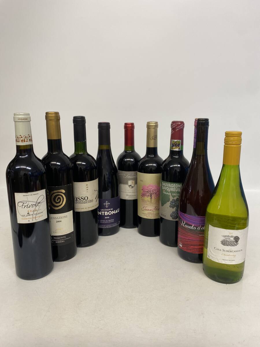 箱387/ワイン まとめて9本セット チリ/スペイン/イタリア/フランス/日本 720/750ml 11/12/12.5/13/14.5/15％ 未開栓