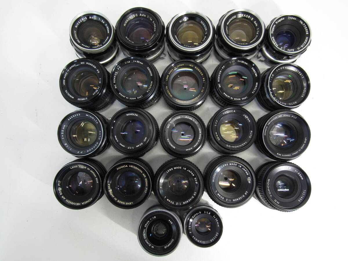 T-3926[同梱不可] 単焦点 レンズ 22点まとめ Nikon Olympus ニコン オリンパス 他 フィルムカメラ MF マニュアル ジャンク