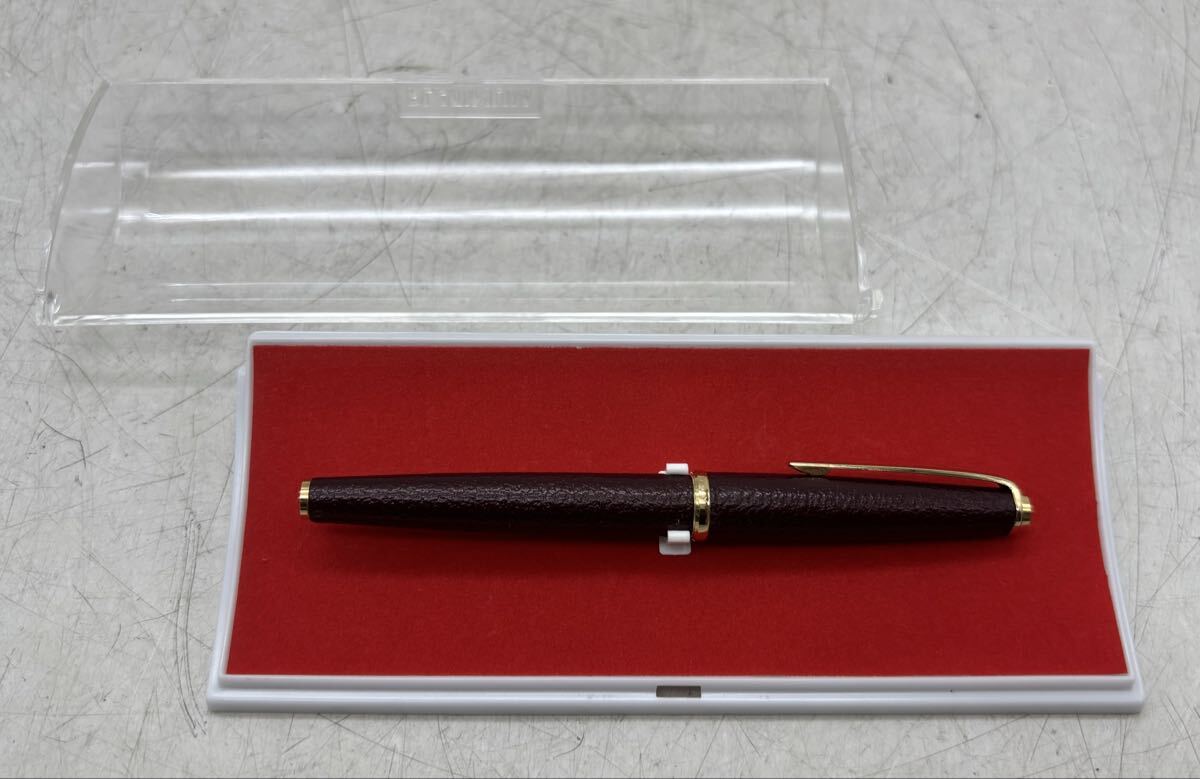 【保管品】万年筆 14K 刻印 PLATINUM 細字 アンティーク NTV 革巻き 未チェック 現状品 DM0602M