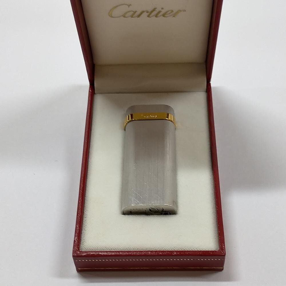 5点以上落札で送料無料！ Cartier カルティエ シルバー ゴールド ガスライター 現状品 3902024