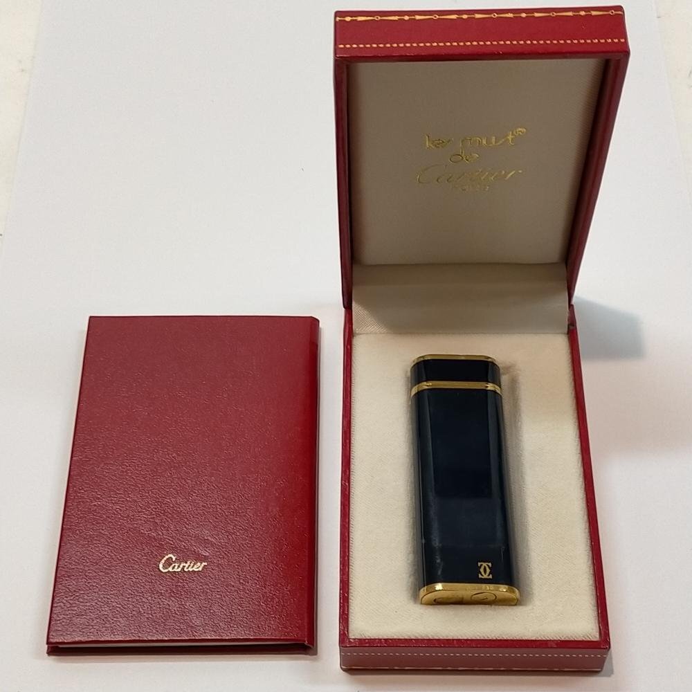 5点以上落札で送料無料！ Cartier カルティエ ブラック×ゴールド ガスライター 現状品 3902040
