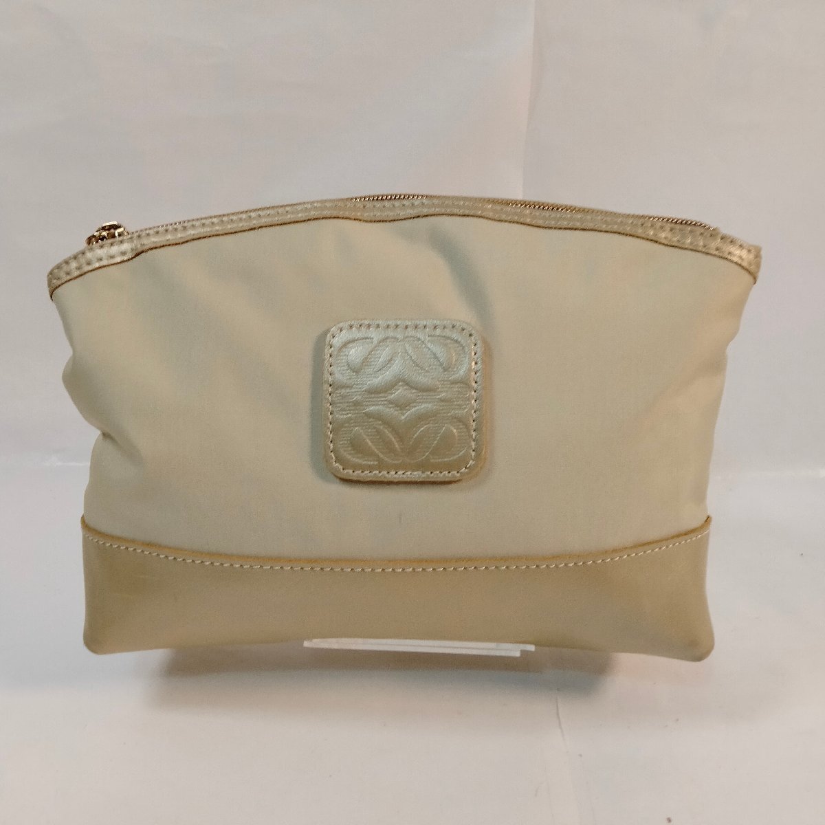 5点以上落札で送料無料！ ロエベ LOEWE アナグラム ポーチ 小物入れ ベージュ ヴィンテージ 本物 5656717
