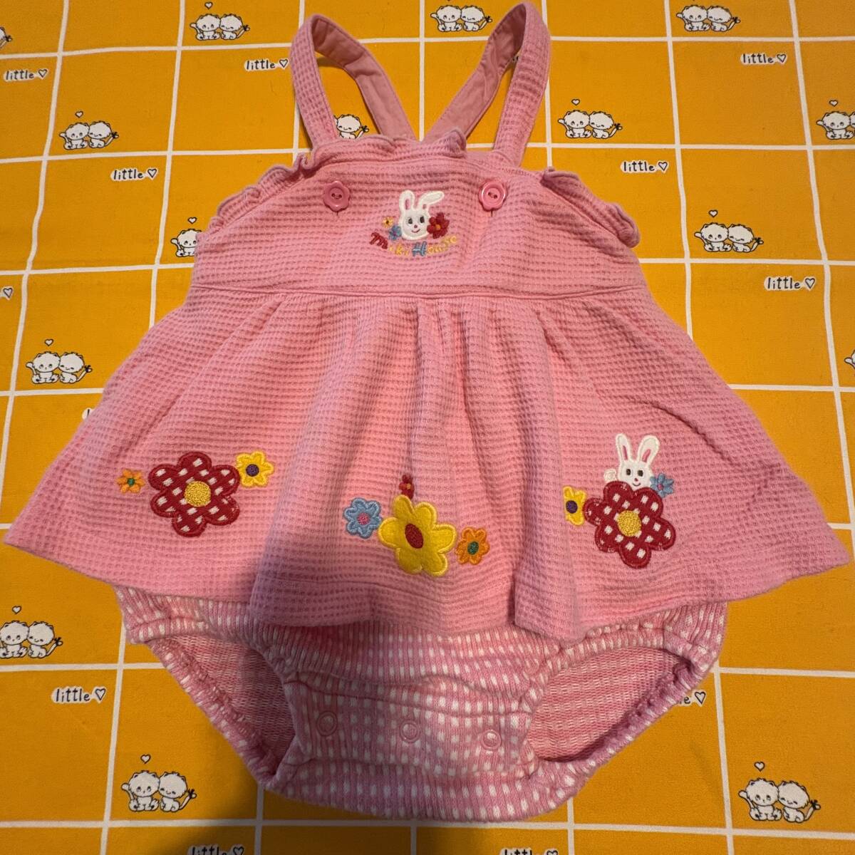 ミキハウス　オーバーオール　ロンパース　85 うさぎ　お花