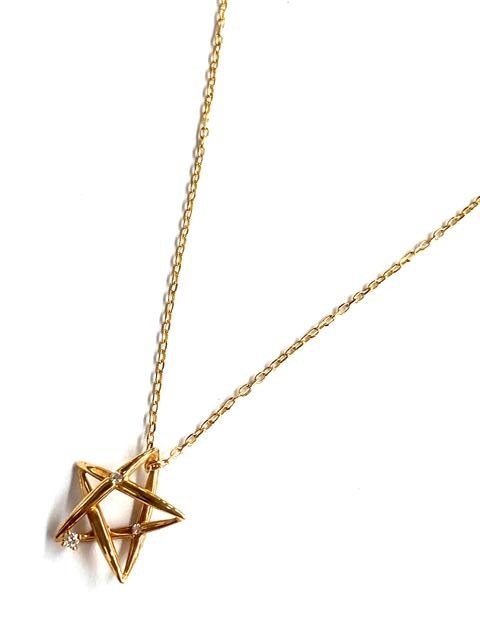 【即決/40cm】 MIKIMOTO ミキモト スターモチーフ ペンダントトップ ネックレス K18YG D0.02 ダイヤモンド ゴールド アクセサリー 3.5g