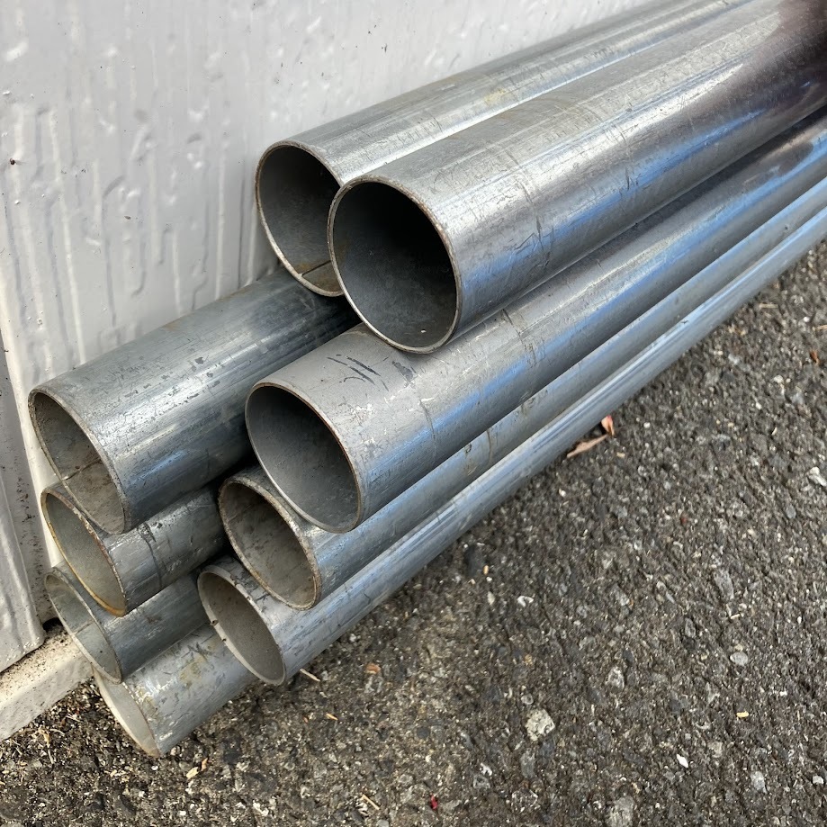 O-1　足場用　単管パイプ9本セット　2m×7本　1m×2本　建設資材　現場　【直接引き取り限定】東京都八王子市　IK0617-1xx61