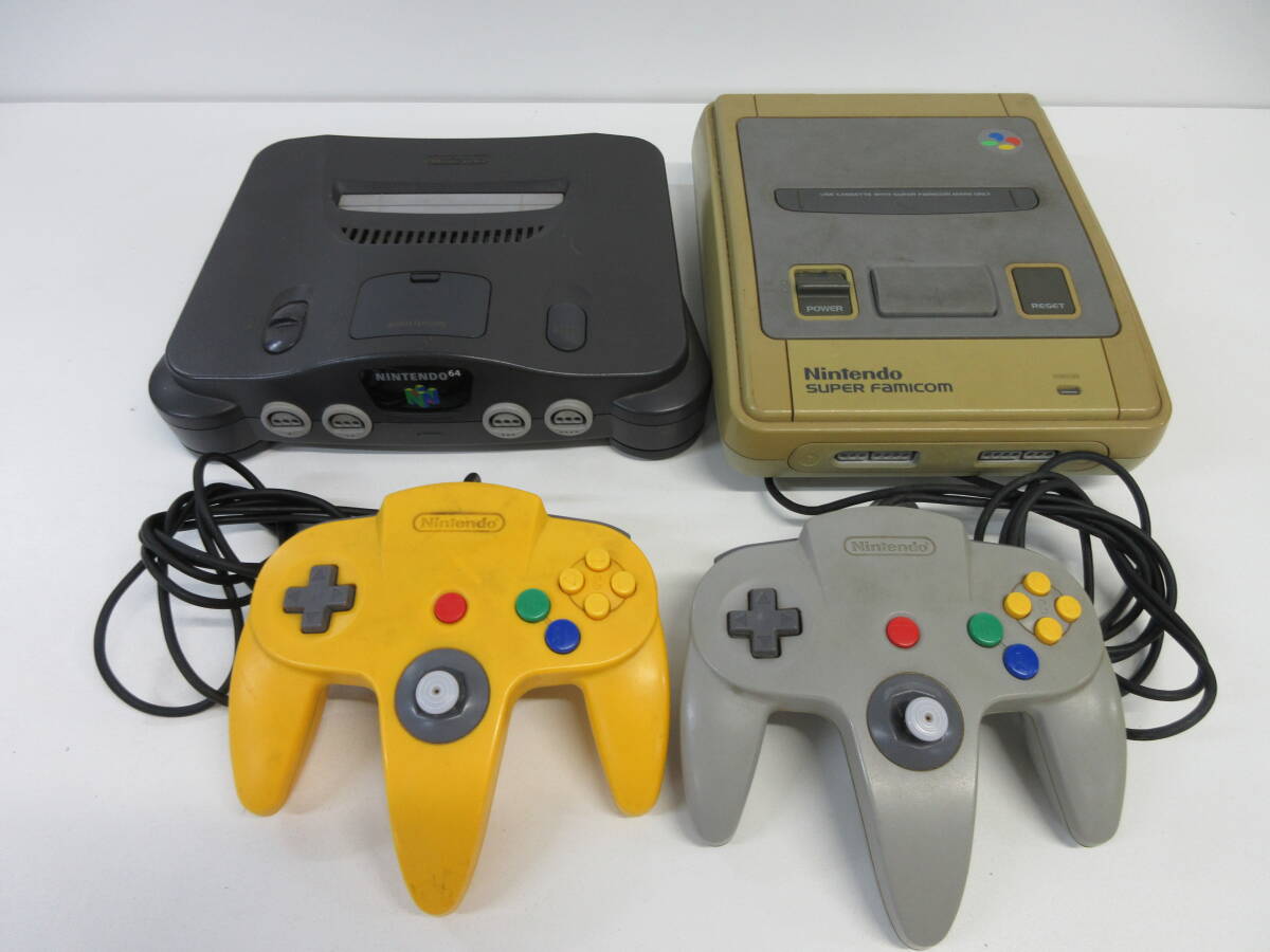 中古 ゲーム機 Nintendo SUPER FAMICOM SHVC-001 スーパーファミコン ※通電のみ確認済 / NINTENDO64 NUS-001 任天堂 ※動作未確認 ／P
