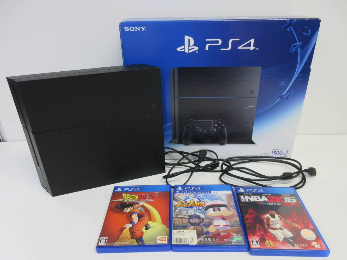 中古 ゲーム機 SONY PlayStation4 プレステ4 CUH-1200A 500GB＋ソフト3本 ※通電のみ確認済 ／Q