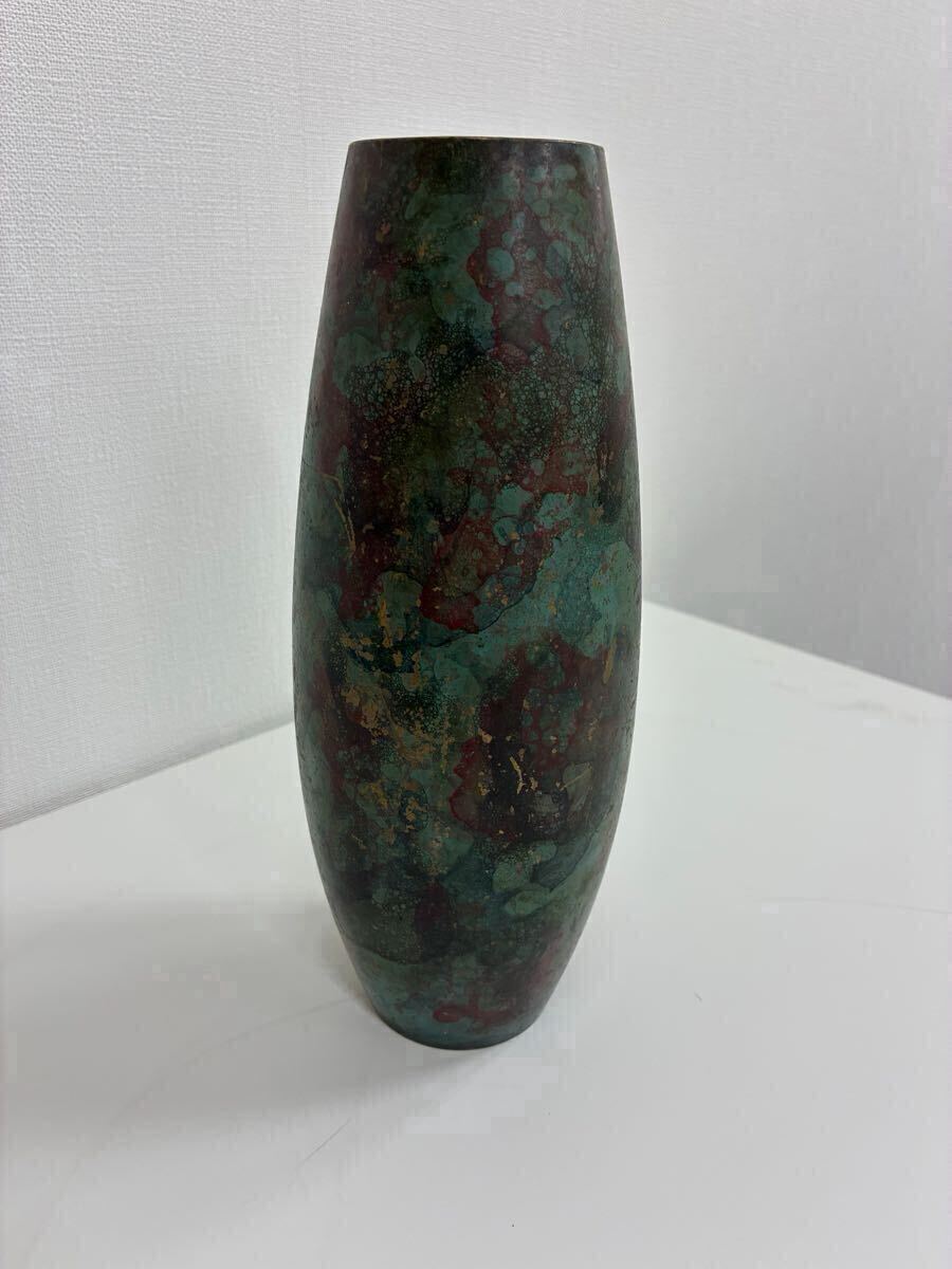 1円スタート　銅製 花瓶 花器 斑紫銅 アンティーク レトロ