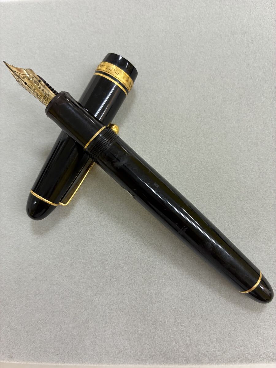 1円〜　 PILOT パイロット 万年筆 筆記用具 CUSTOM ペン先14K 585刻印　742 中古品 14K-585 ブラック ゴールド