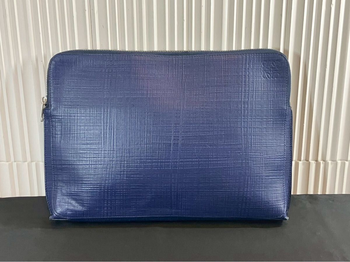 不村2205 LOEWE ロエベ アナグラム クラッチバッグ セカンドバッグ ネイビー