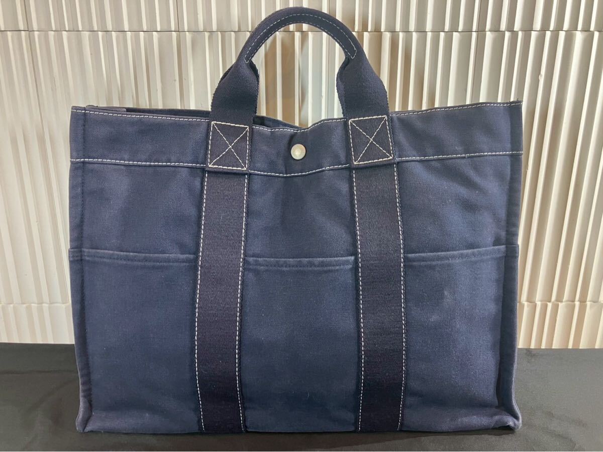 不村2206 HERMES エルメス ドーヴィル トートバッグ ハンドバッグ ネイビー