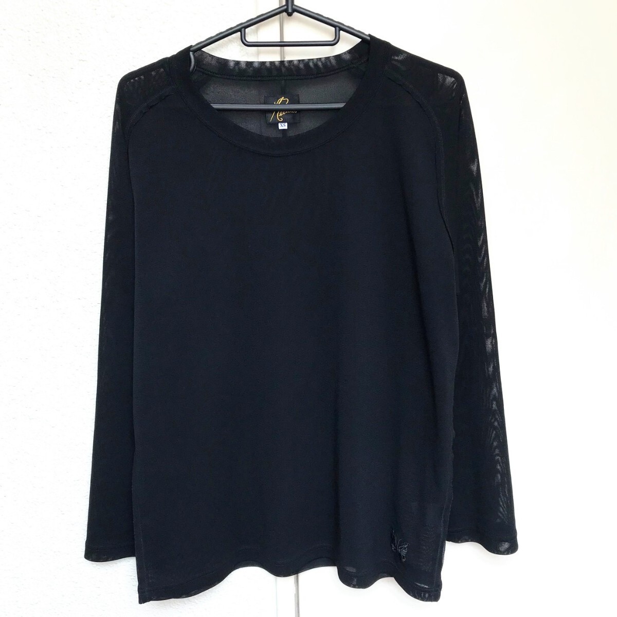 NEEDLES ニードルズ ☆L/S U NECK TEE - POLY MESH/シアーシャツ/パピヨン/MR310/size:XS/定価:8,800円/ブラック/メンズ/良品