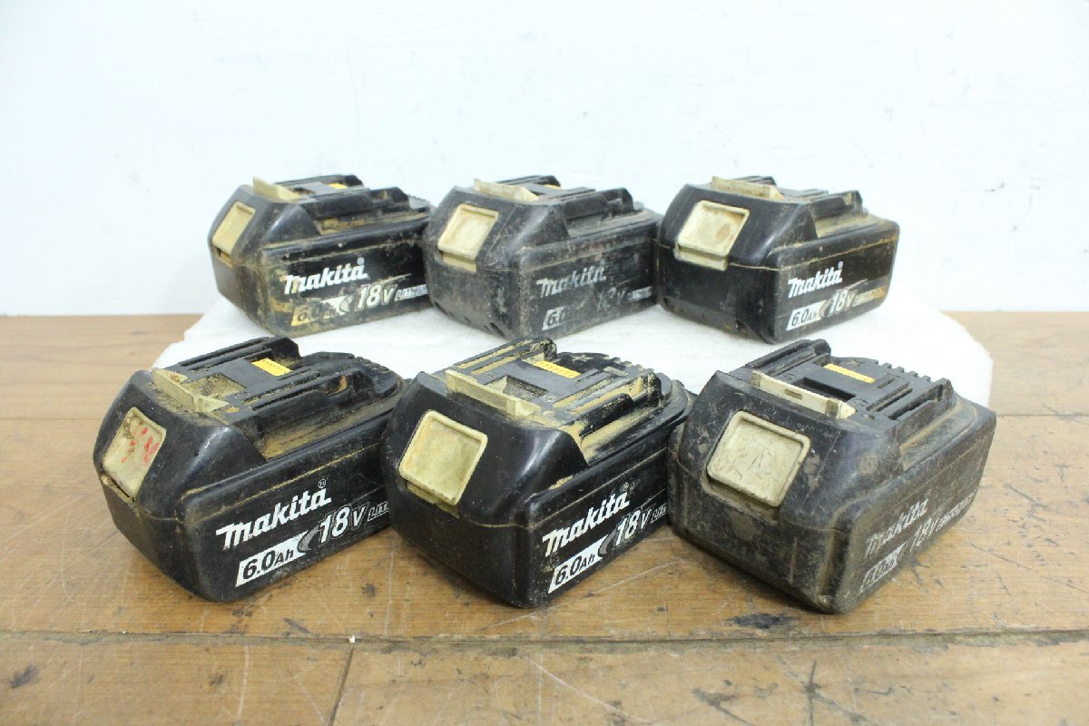 ☆【2W0527-6】 makita マキタ リチウムイオンバッテリー BL1860B 18V 電動工具 6個セット ジャンク