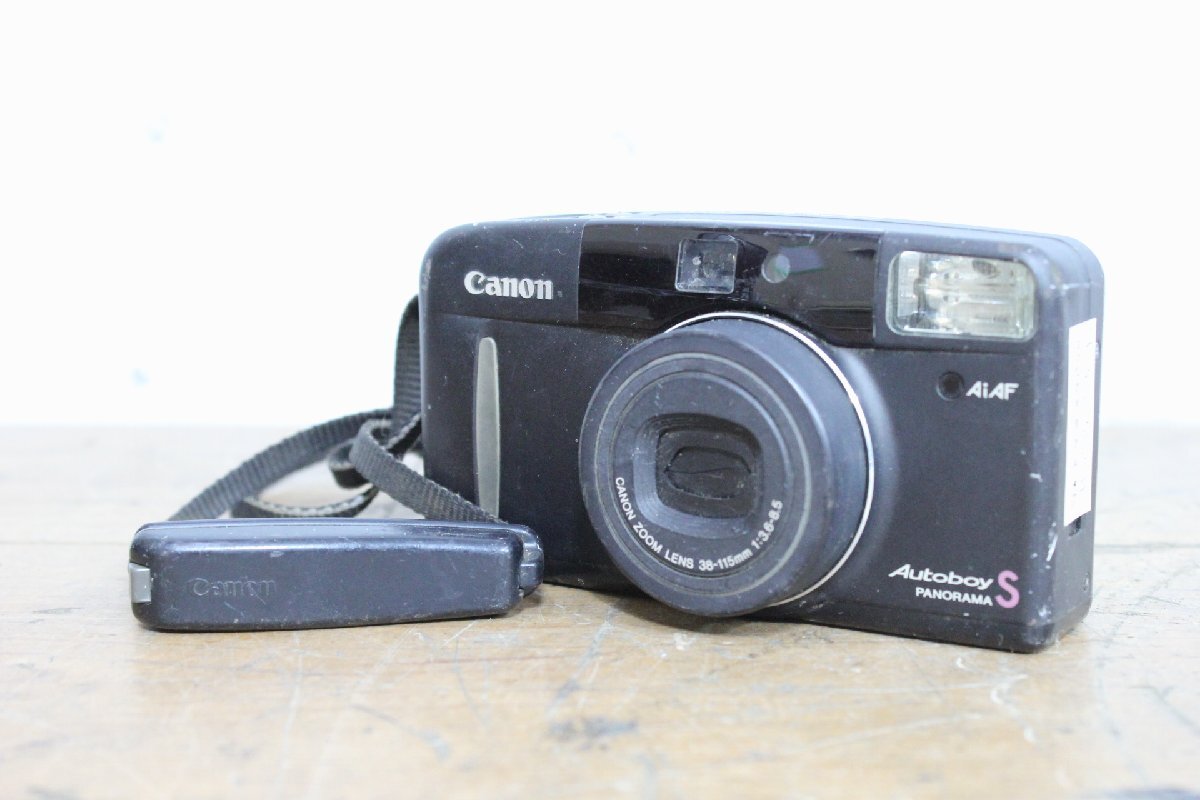 ☆【1F0610-1】 Canon キヤノン コンパクトフィルムカメラ Autoboy S PANORAMA 本体のみ 38-115mm 1:3.6-8.5 ブラック ジャンク