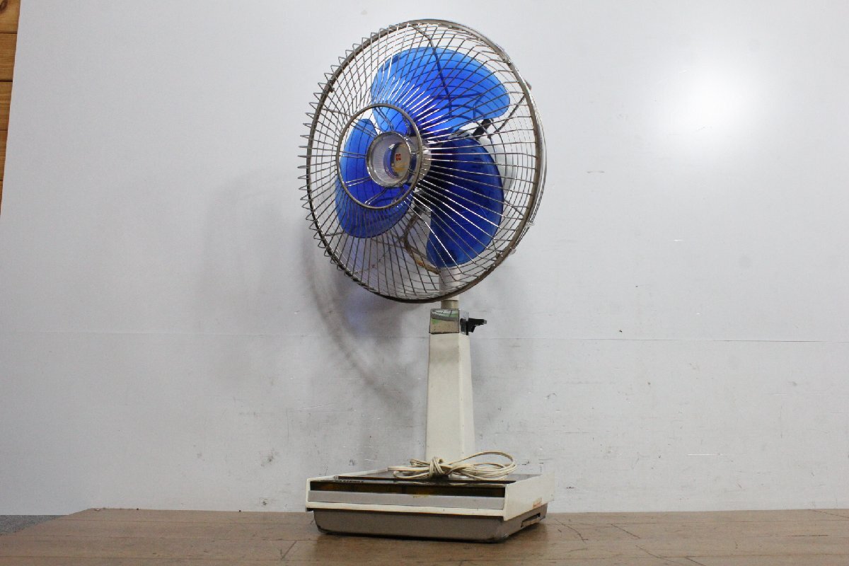 ☆【2W0618-24】 National ナショナル 扇風機 F-30MG ELECTRIC FAN 3枚羽 ブルー 昭和レトロ ジャンク