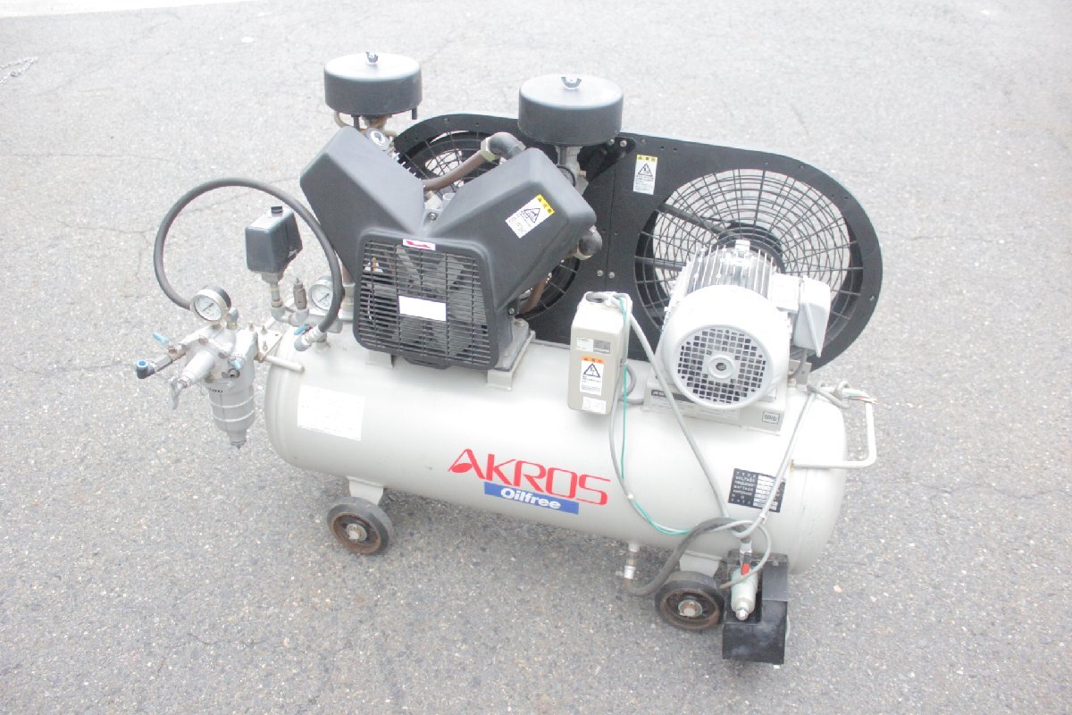 ☆【4W0421-4】 確認動画あり アネスト岩田 アクロス 1.5kw 二馬力 オイルフリーコンプレッサー TFP15B10-S33 DAC-15-70 2007 動作保証