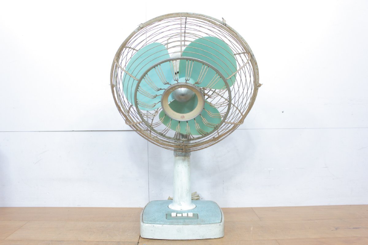 ☆【2H0617-8】 National ナショナル 小型卓上扇風機 30QC 100V 昭和レトロ ライトブルー 3枚羽 30cm ジャンク