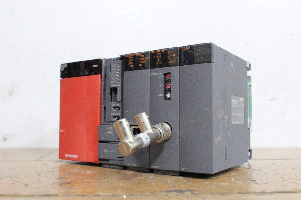 ☆【1H0618-39】 MITSUBISHI 三菱 シーケンサー Q61P Q02HCPU QJ71E71-100 QJ71BR11 OG60 5台セット ジャンク