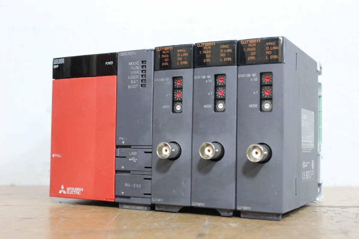 ☆【1H0618-34】 MITSUBISHI 三菱 シーケンサー Q61P Q02UCPU Q71BR11 5台セット ジャンク