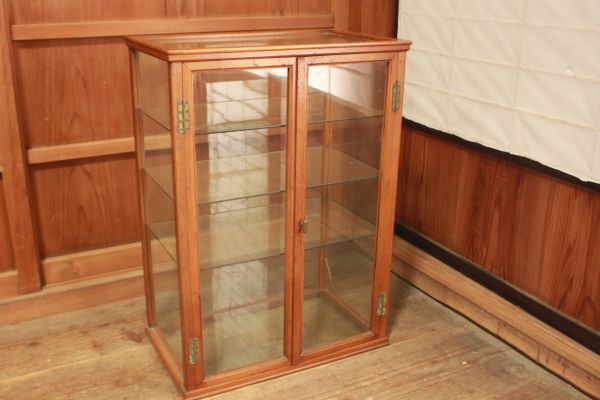 【蔵出し】★希少 家具『6面ゆらゆらガラスのコレクションケース』約47.1×29.0×65.7㎝★(検:ビンテージ/アンティーク/当時物)80604B