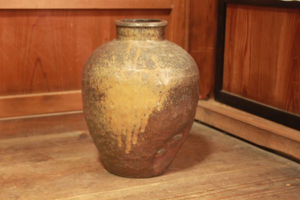 【旧家蔵出し】★美品 陶磁器『常滑焼 古い自然釉の壺』径約27.0㎝高さ約35.9㎝★(検:初だし/アンティーク/古民芸/信楽焼/当時物)80608I