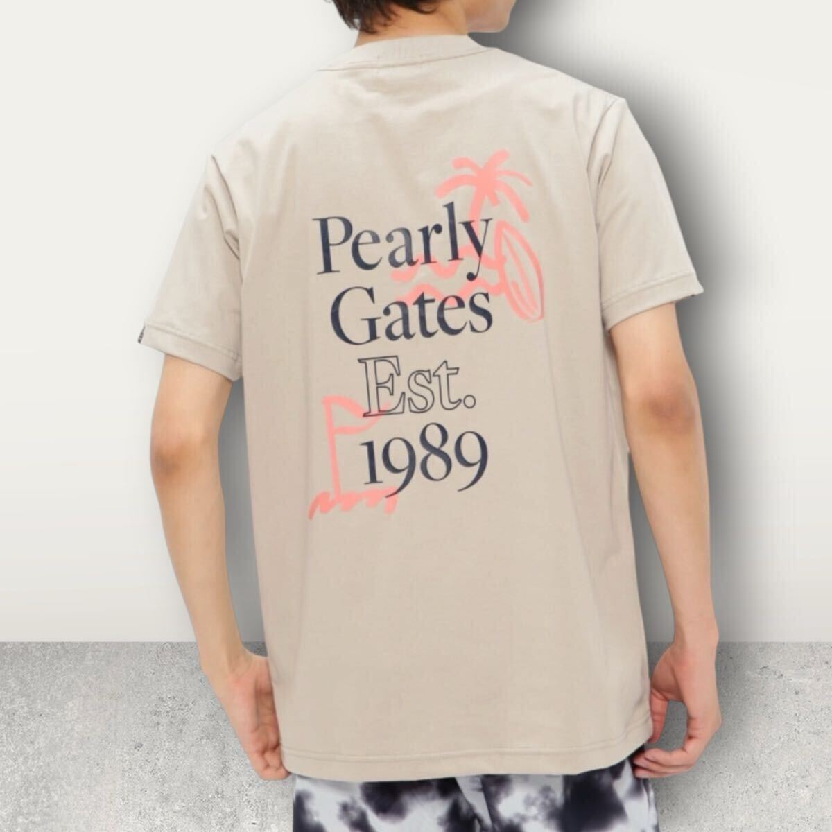 完売/23年モデル!!size5 PEARLYGATES パーリーゲイツ メンズ Tシャツ デカロゴ 刺繍 トップス 半袖 ゴルフウェア サーフ ラフカットソー 