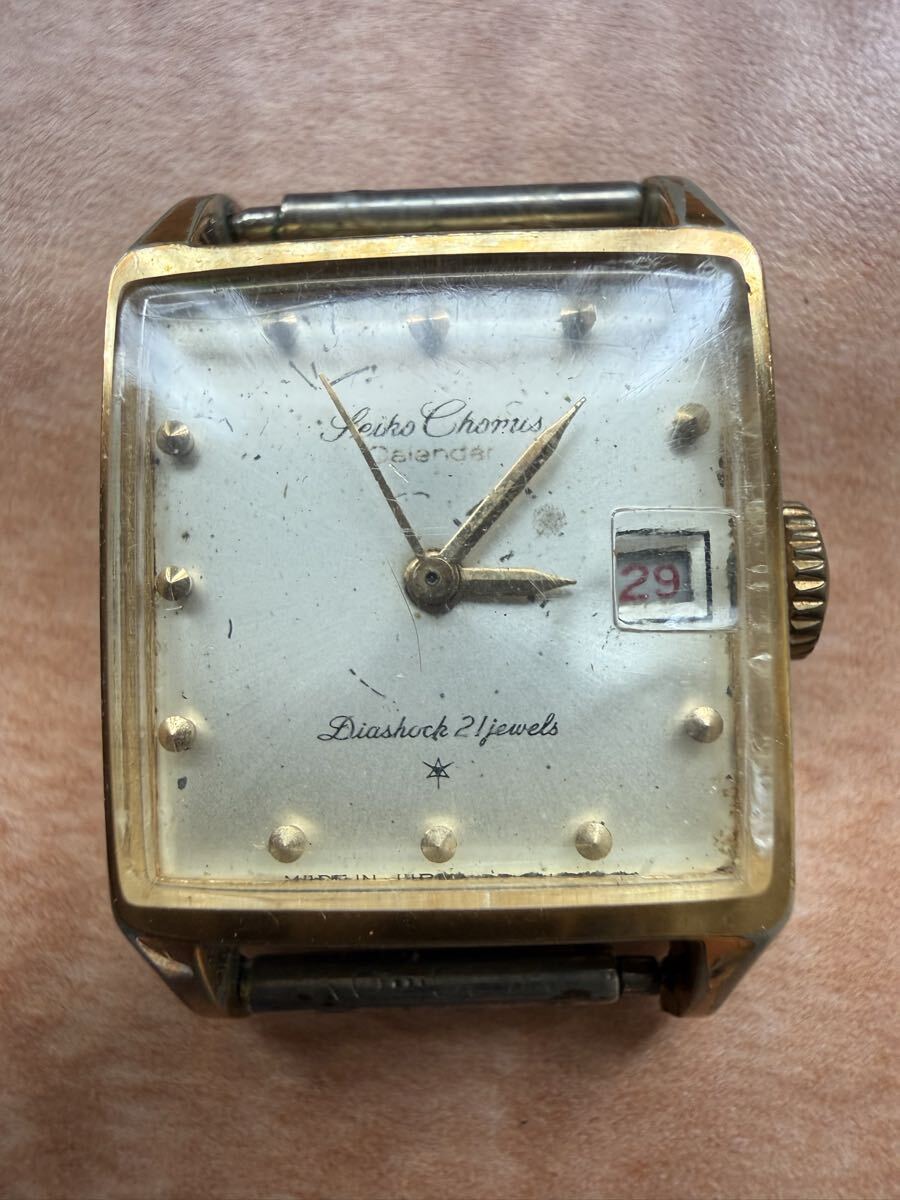 腕時計 SEIKO Chorus Calender Diashock 21 jewels フェイスのみ　稼働　ジャンク ヴィンテージ