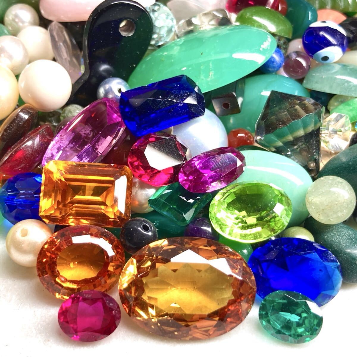 大量!!◆色石おまとめ5000ct◆j 約1000g サファイア ルビー アメジスト スピネル クォーツ トルコ石 パール カメオ ルース w4マ7