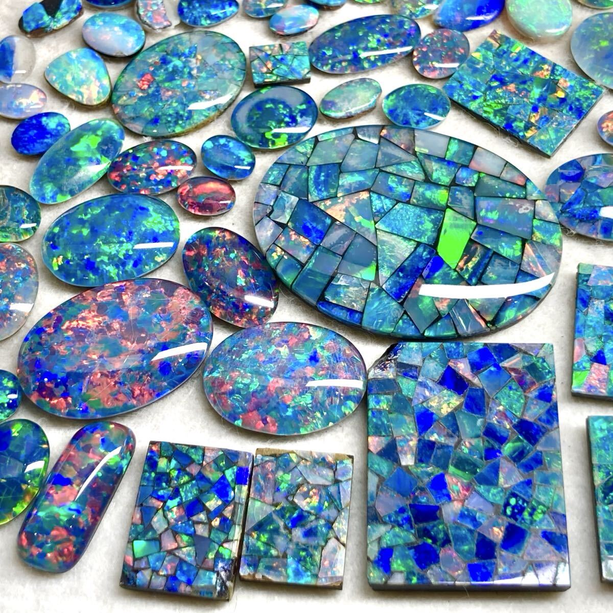 遊色効果!!◆ダブレットオパールおまとめ285ct◆j 約57g ルース 裸石 宝石 ジュエリー jewelry doublet opal w4マ57