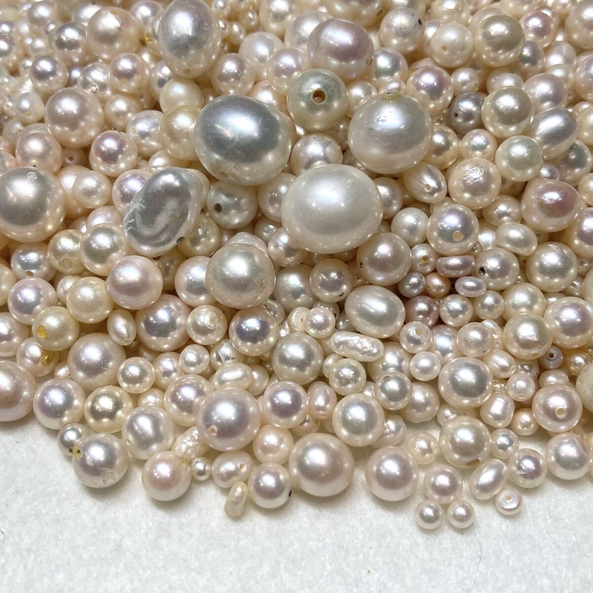 超大量!!◆本真珠おまとめ2000ct◆j 約400g 真珠 pearl ルース 裸石 宝石 白蝶 アコヤ 淡水 ベビー パール 片穴 両穴 w4す17