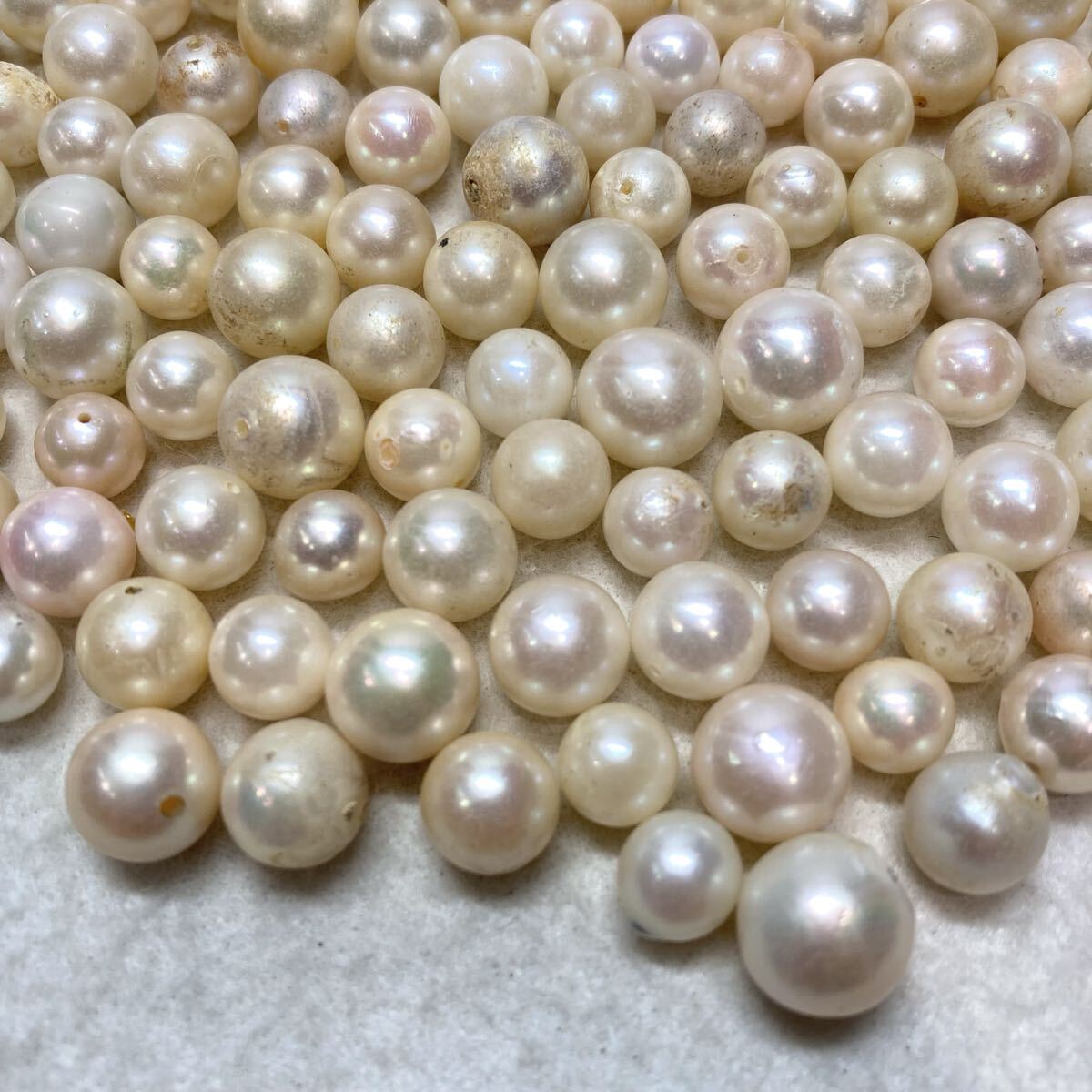 大量!!◆ジャンクアコヤ本真珠おまとめ1000ct◆j 約200g 約7.0-10.0mm pearl パール 真珠 ルース 裸石 宝石 あこや 片穴 両穴 w4す23