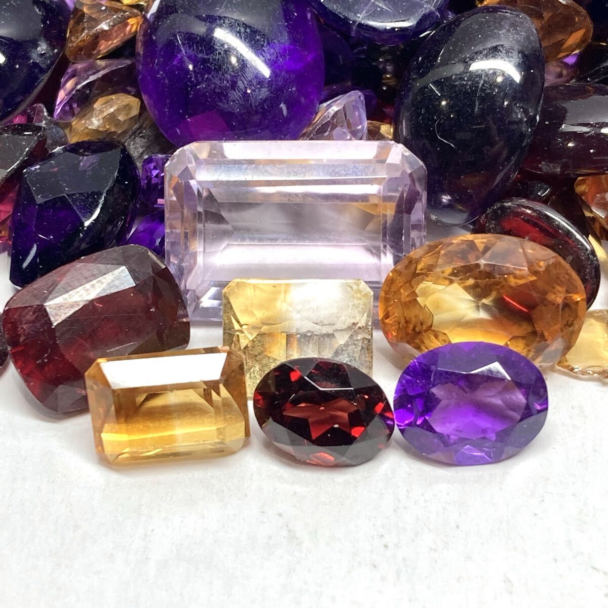 大量!!◆天然アメジスト/シトリン/ガーネットおまとめ1189ct◆j 約237.8g ルース 裸石 宝石 jewelry amethyst citrine garnet w4す26