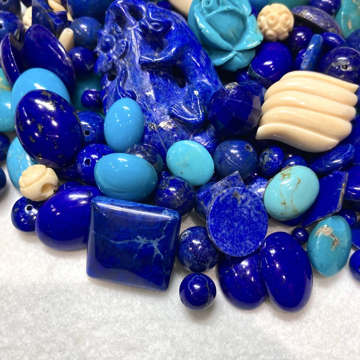 大量!!◆天然ラピスラズリ/トルコ石/アイボリーおまとめ1340.5ct◆j 約268.1g ルース 裸石 瑠璃 lapis lazuli turquoise ivory w4す14
