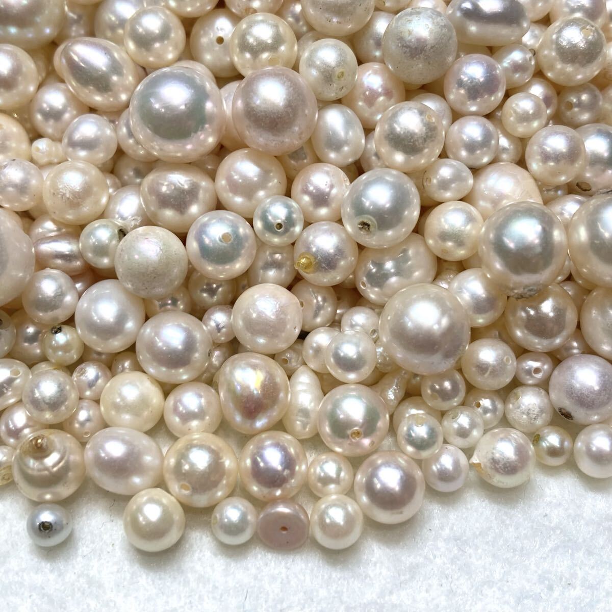 超大量!!◆本真珠おまとめ2000ct◆j 約400g 真珠 pearl ルース 裸石 宝石 白蝶 アコヤ 淡水 ベビー パール 片穴 両穴 w4す20