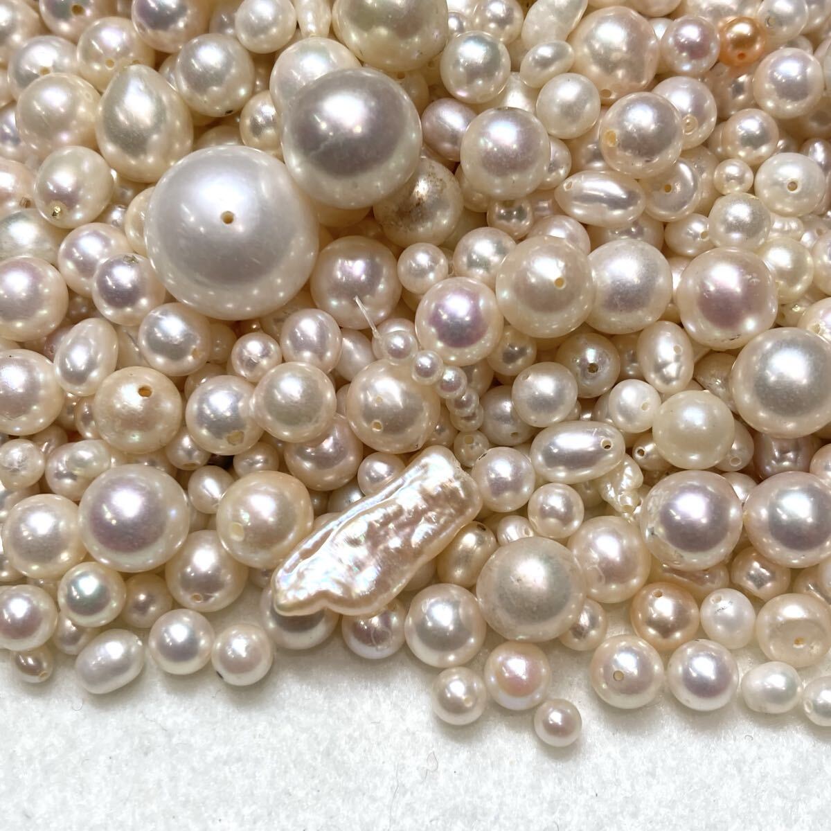 超大量!!◆本真珠おまとめ2000ct◆j 約400g 真珠 pearl ルース 裸石 宝石 白蝶 アコヤ 淡水 ベビー パール 片穴 両穴 w4す21