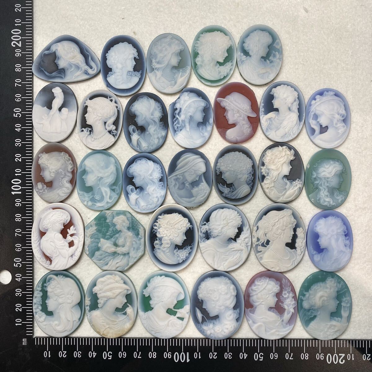 大量!!◆ストーンカメオおまとめ263.5g◆j 約1317.5ct ルース 裸石 stone cameo ブローチ 貴婦人 彫刻 アンティーク 作家物 w4す3