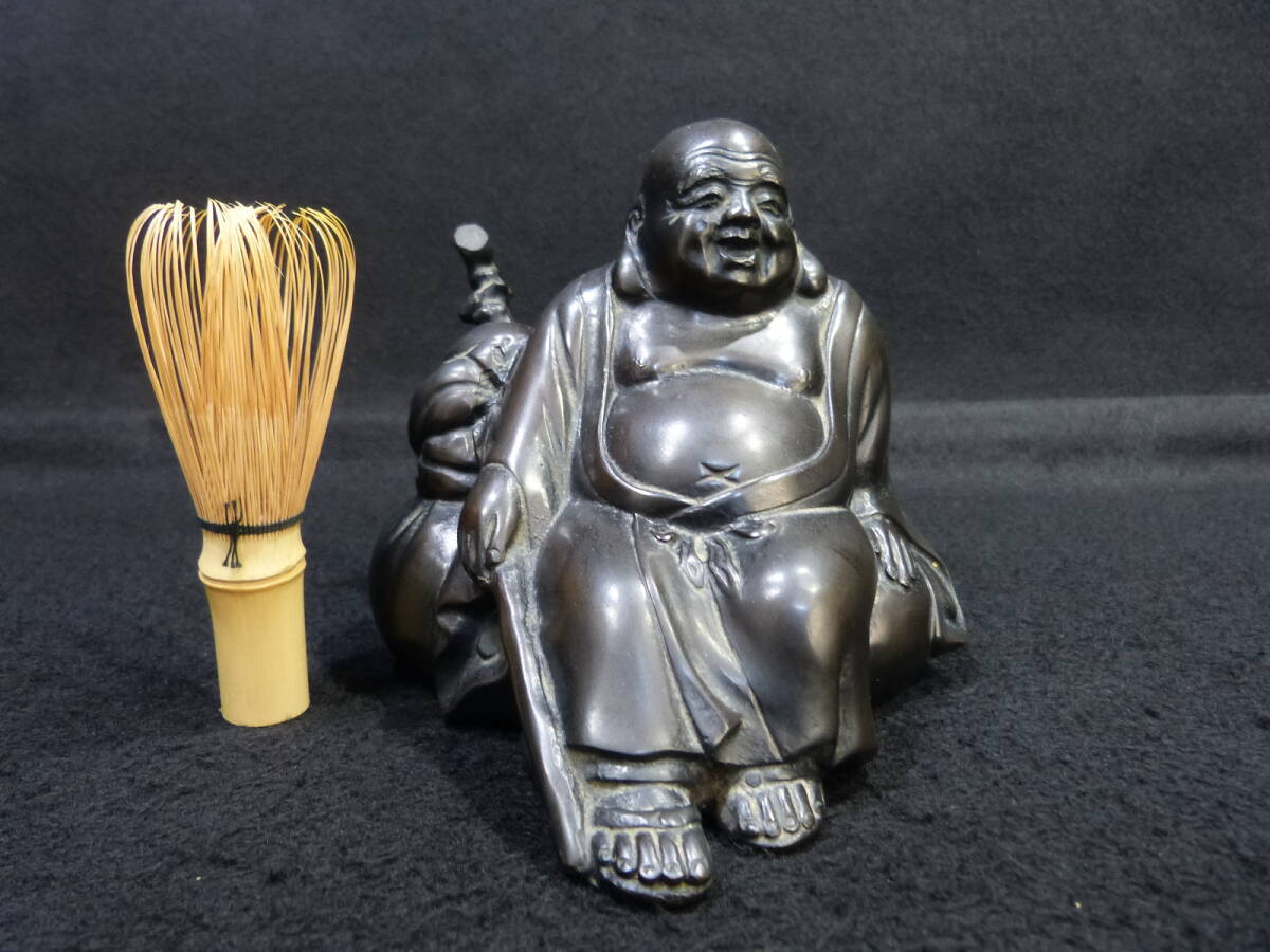 銅器　銅製置物　栄山 造　布袋