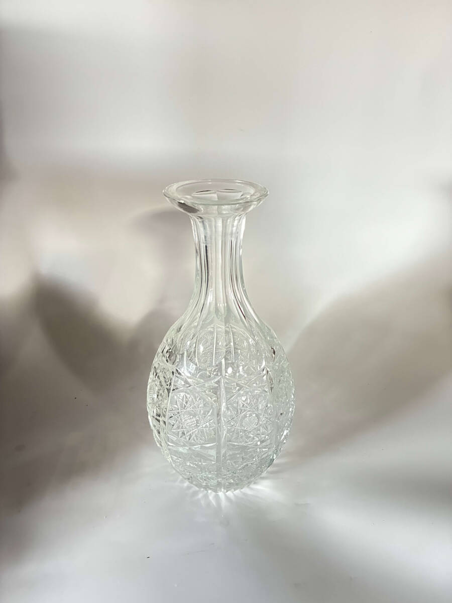 切子風 ガラス花瓶 フラワーベース クリスタル調 花器 花入れ 箱付き