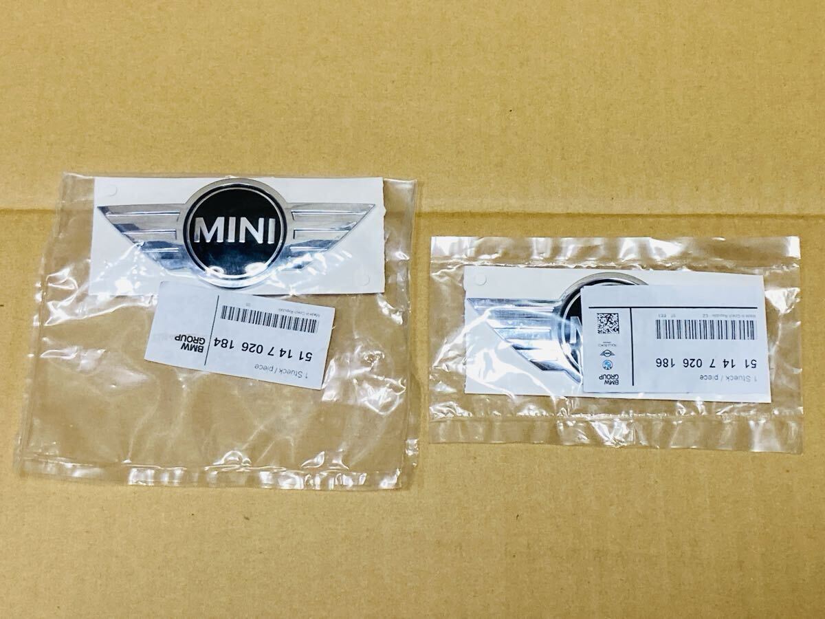 未使用 正規品 BMW MINI 純正 エンブレム 前後セット 51147026184 51147026186 R50 R52 ミニ