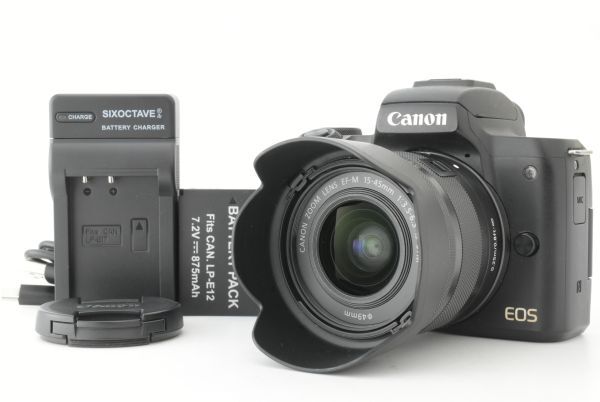 【美品 シャッターカウント49000回以下】CANON EOS Kiss M EF-M 15-45mm F3.5-6.3 IS STM キャノン ミラーレス一眼レフ EF-TN-JP2517
