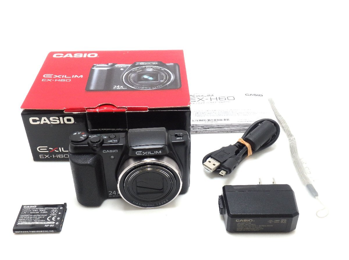★1円★ハローカメラ★ 2131 カシオ CASIO EXILIM EX-H60 B.10021759A 1610万画素 箱、充電器付き 動作品 即決あり