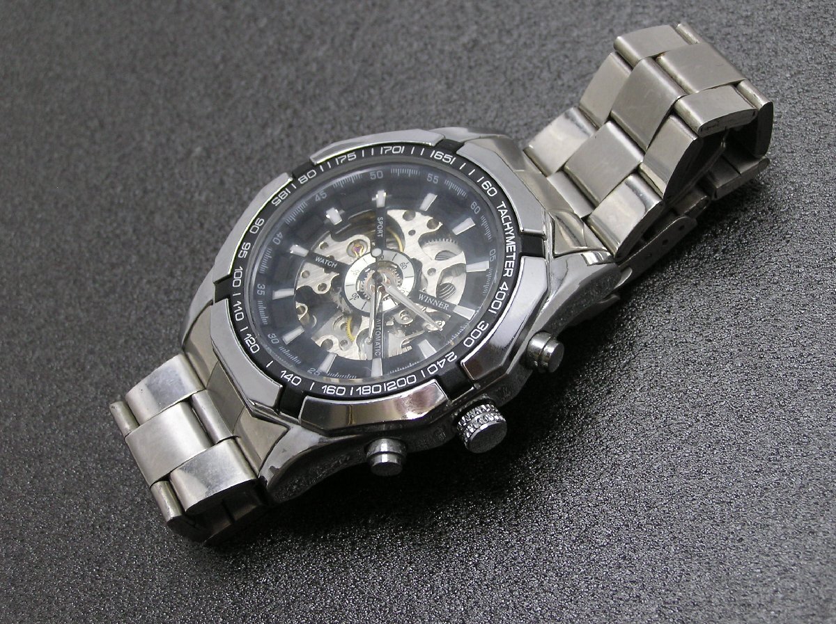 ★ハローカメラ★ 2259 ウィナー Winner Automatic 自動巻き 腕時計 動作品 ダブルスケルトン 1円スタート