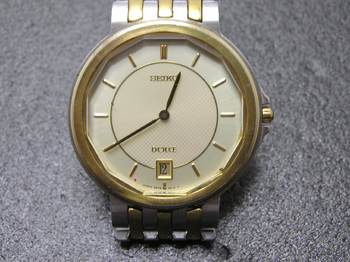 1円★ハローカメラ★ 2275 SEIKO セイコー ドルチェ Dolce メンズ クォーツ 腕時計 ジャンク扱い 要修理 5E39-5A10