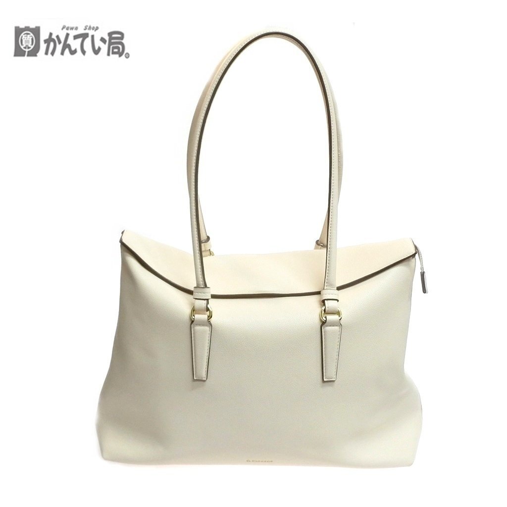 &chouette アンドシュエット トートバッグ チャーム付き 手提げ かばん レディースバッグ ホワイト系 マチ有り ファスナー開閉 シンプル