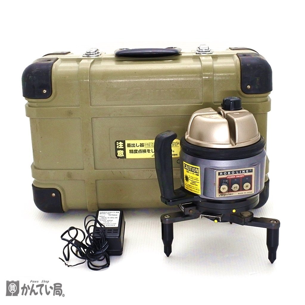 現状販売品 NISSHO ニッショー レーザー墨出し器 ロボライン CP-818 通電確認済み 簡易動作確認済み ケース付き 電動工具 受光器 測定 工事