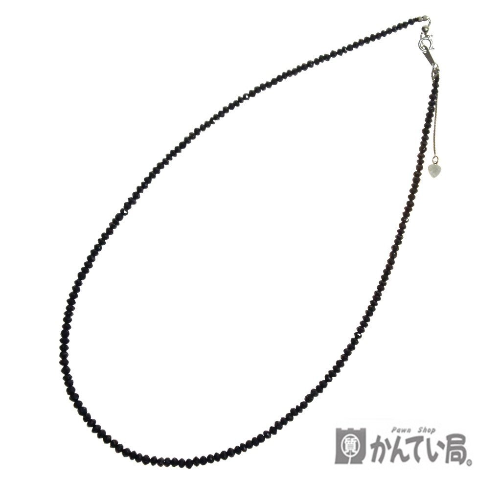 良品 K14WG ブラックダイヤ ネックレス 30.27ct ホワイトゴールド 約41cm～46cm 約:6.8ｇ アクセサリー WGアジャスター付 全周ネック