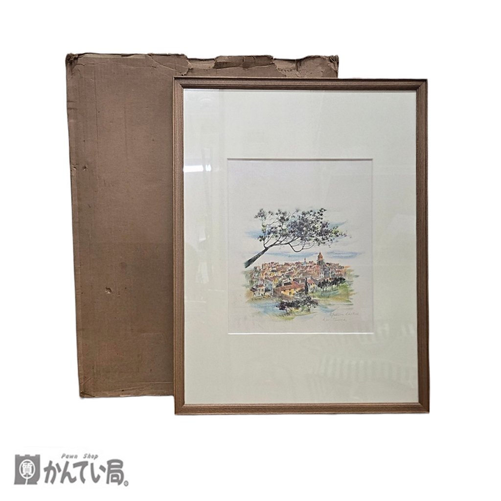 保管品 トーマ作 サントロペ 絵画 コレクション アンティーク インテリア オリジナル作品 手彩色 風景画 縦：約63ｃｍ×横：約48ｃｍ